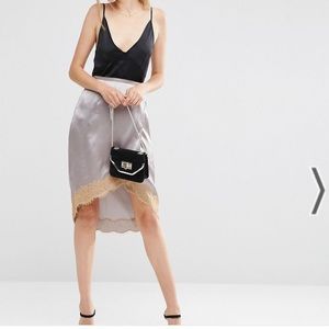 ASOS Boudoir Wrap Lace Trim Slip Skirt